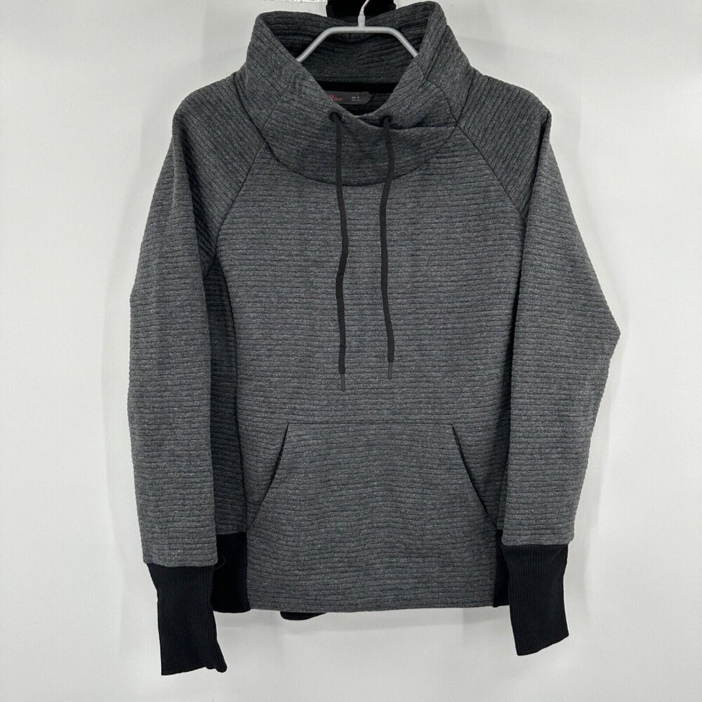 Stoic Women's Ottoman Rib Pullover in Charcoal Heather XS Thumbholes Cowl Neck